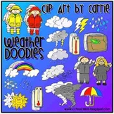 Weather Doodles Digital Clip Art combo (BW & Color PNG files)