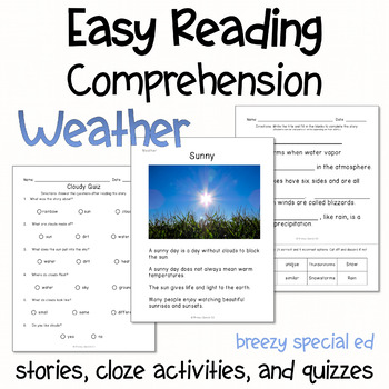 Preview of Weather - Easy Reading Comprehension for Special Education