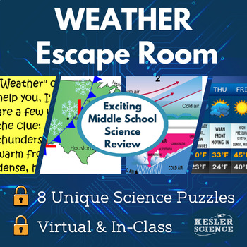 Preview of Weather Escape Room - 6th 7th 8th Grade Science Review Activity