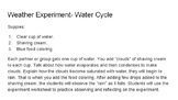 Weather Experiment- Water Cycle for 2nd Graders