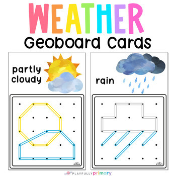 Preview of Weather Fine Motor Geoboard Task Cards, Weather Montessori Geoboard Printable