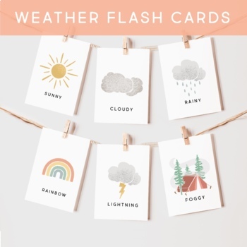 Preview of Weather Flash Cards, Bulletin Board, Calming Corner, Montessori, Classroom 