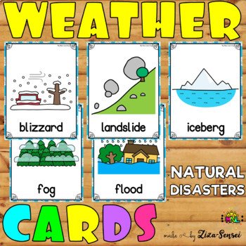 Weather Flashcards Colorful Theme Set 2 by My New Learning | TpT