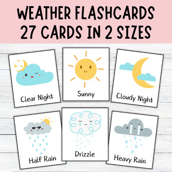 Preview of Weather Flashcards | Seasons Temperature and Sky Flash Cards | Weather Center