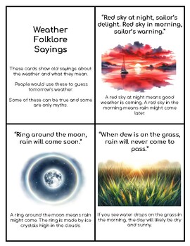 Preview of Weather Folklore Sayings Cards - Montessori