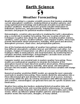 Preview of Weather Forecasting Article & Questions (Word Document)