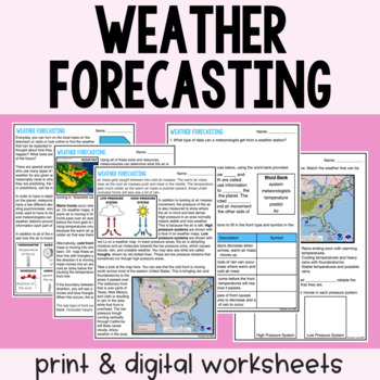 Weather Forecasting - Reading Comprehension Worksheets by Laney Lee