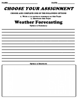 Preview of Weather Forecasting UDL Choice Board Worksheet