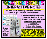 Weather Fronts 4 Fold Visual and Interactive Notes EDITABLE