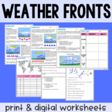 Weather Fronts & Air Masses - Reading Comprehension Worksheets