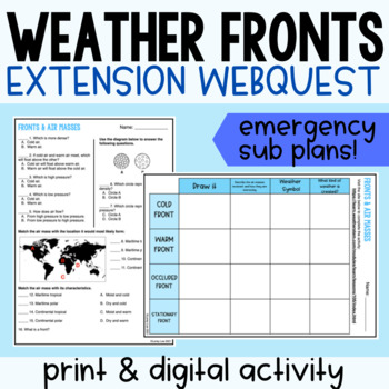 Preview of Weather Fronts & Air Masses Webquest