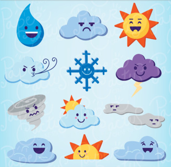 Preview of Weather Icons Clipart - Instant Download