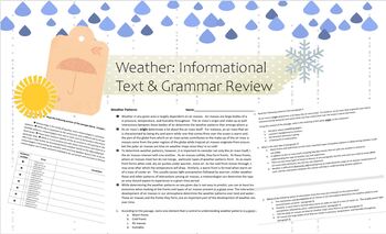 Preview of Weather: Informational Text and Grammar Review-Distance Learning Appropriate