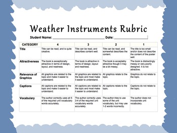 Weather Instrument Flip-Book Foldable with Rubric by Jackie Panzica Davis