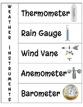 Preview of Weather Instruments- Interactive Notebook Page
