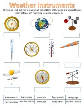 Weather Instruments - Weather Instrument Matching - Weather Vocabulary