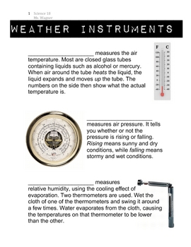 weather instruments quiz pdf