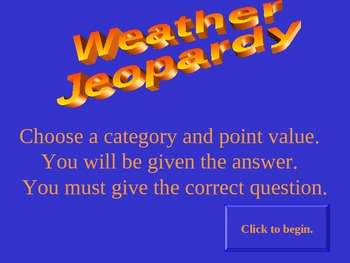Preview of Weather "Jeopardy" PPT Review Game -- Middle School Science