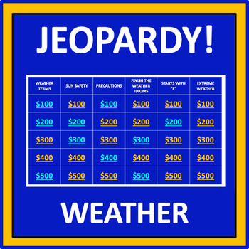 Preview of Weather Jeopardy - an interactive science game