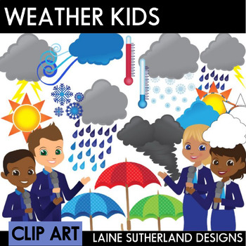 Weather Kids Clip Art Set by Laine Sutherland Designs | TpT