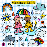 Weather Kids - Doodle Vector Clip Art Set