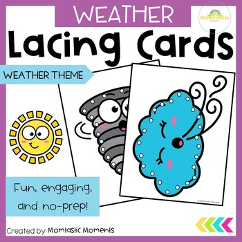 Preview of Weather Lacing Cards for Fine Motor Skills - Explore Nature with Hands-On Learni