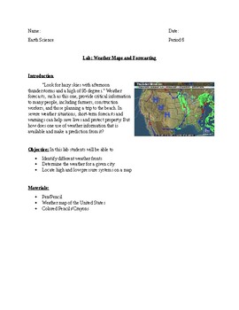 Preview of Weather Map Lab