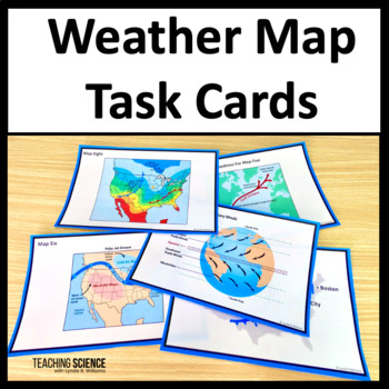 Preview of Weather Map Science Task Cards - Weather and Climate - Forecasting Weather