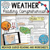 Weather Reading Comprehension and Worksheets