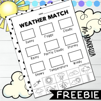 Preview of Weather Match Cut and Paste Freebie