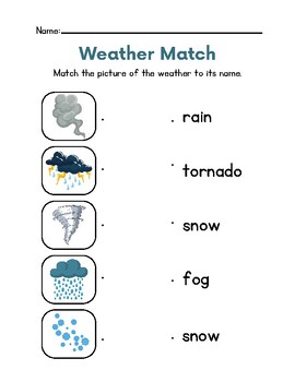 Weather Match Up Challenge: Connect the Conditions! Worksheet | TPT
