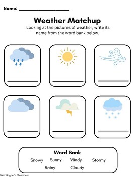 Weather Matchup by Miss Wagners Classroom | TPT