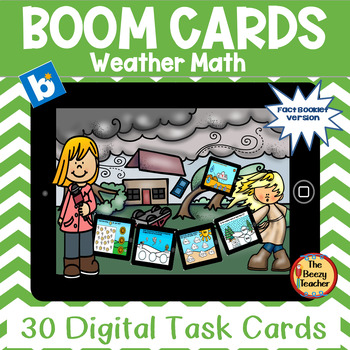 Preview of Weather Math BOOM Cards Digital Task Cards