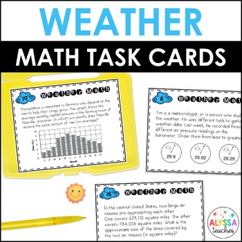 Preview of Weather and Math Task Cards | Cross-Curricular