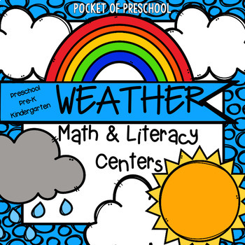 Preview of Weather Math and Literacy Centers for Preschool, Pre-K, and Kindergarten