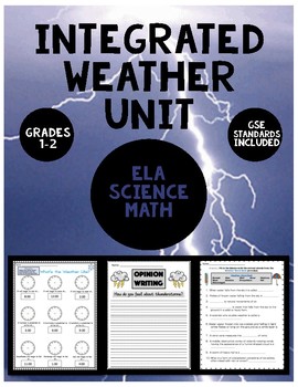 Preview of Weather No Prep Worksheets- Integrated ELA, Science, Math Standards