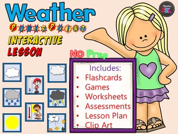 Preview of Weather NO PREP ESL Interactive Power Point Lesson + Printables