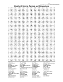 Weather Patterns, Factors, and the Atmosphere  Word Search