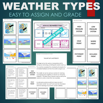 Preview of Weather Patterns (Fronts, High and Low Pressure) Sort & Match STATIONS Activity