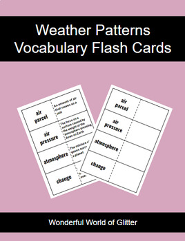Preview of Weather Patterns Unit Vocabulary Flashcards Middle School Science