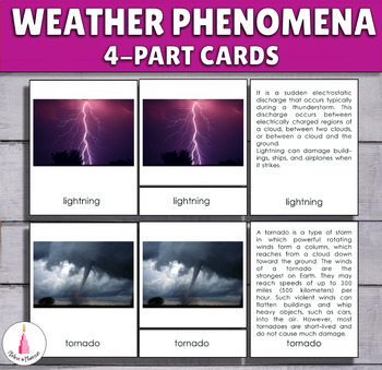 Weather Phenomena Montessori 4-part cards by I Believe in Montessori