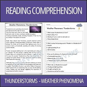 Preview of Thunderstorm phenomena - Reading Comprehension Activity 3rd 4th 5th Grade