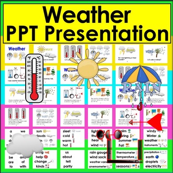 Preview of Weather PowerPoint - 3 Reading Levels + Illustrated Animated Vocabulary Slides