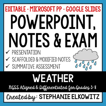 Preview of Weather PowerPoint, Notes & Exam - Google Slides