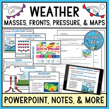 Preview of Weather PowerPoint with Student Notes, Questions, and Kahoot