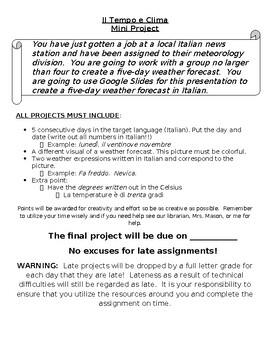 Preview of Weather Project with Rubric