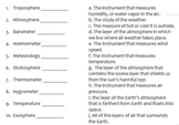 Weather Quiz/Homework (Atmosphere and Measurement)