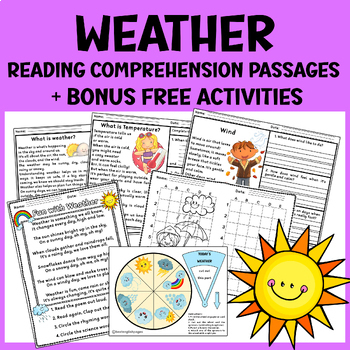 Preview of Weather Reading Comprehension Passages Sub Plans No Prep Activities 2nd 3rd G