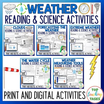 Preview of Weather Reading Comprehension and Science Passages with Activities BUNDLE