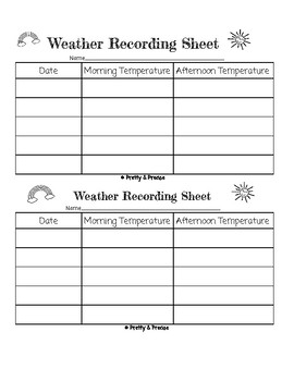 Weather Recording Sheet Worksheets Teaching Resources Tpt